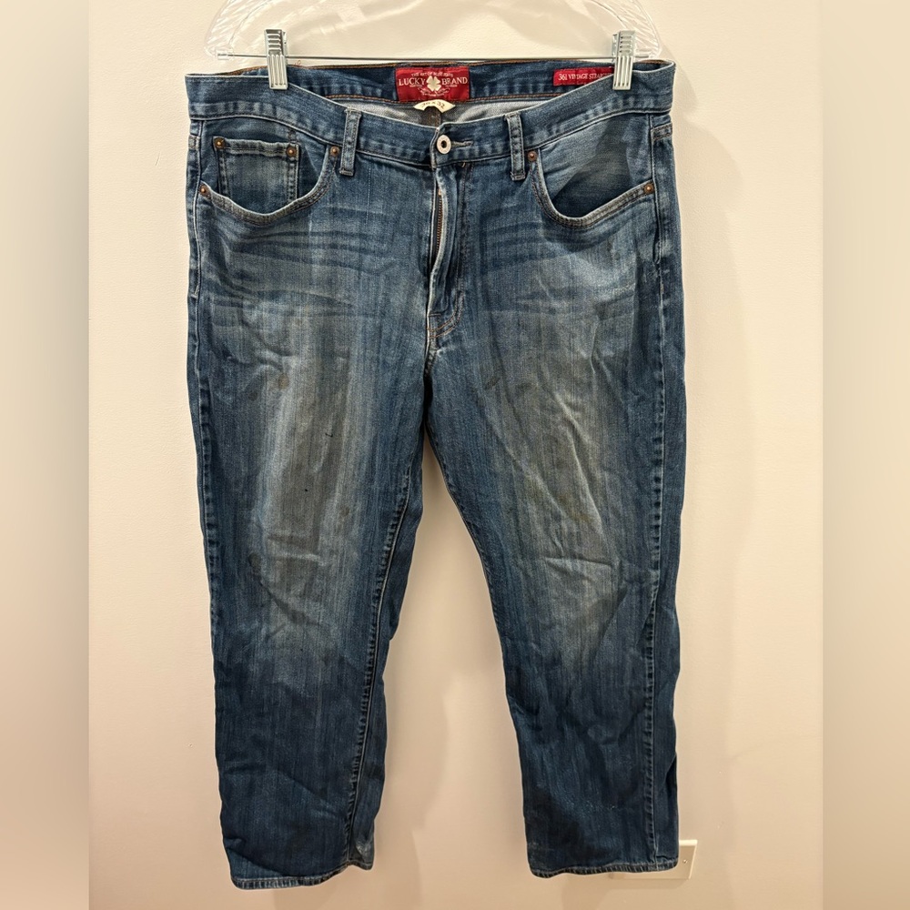 Men's Lucky Brand Straight Leg Blue Jeans Size 36x32